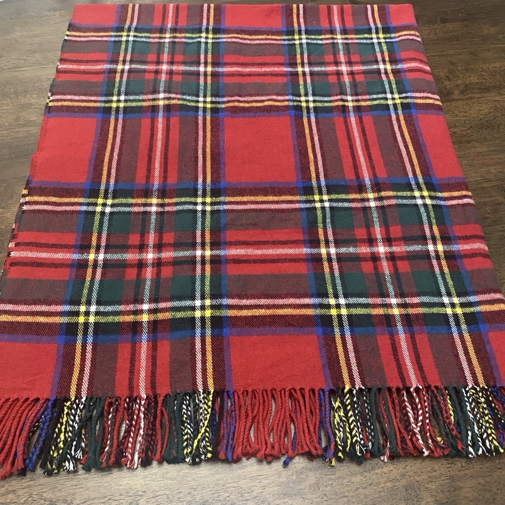 Nido Notte Italia Blanket Fringed Plaid Scottish Tartan 50 x 64" Made In Italy